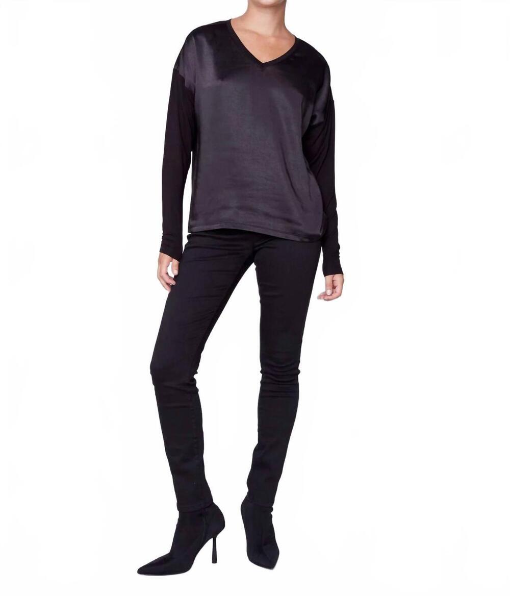 NEW CHARLIE B satin jersey knit top in black - Picture 5 of 6